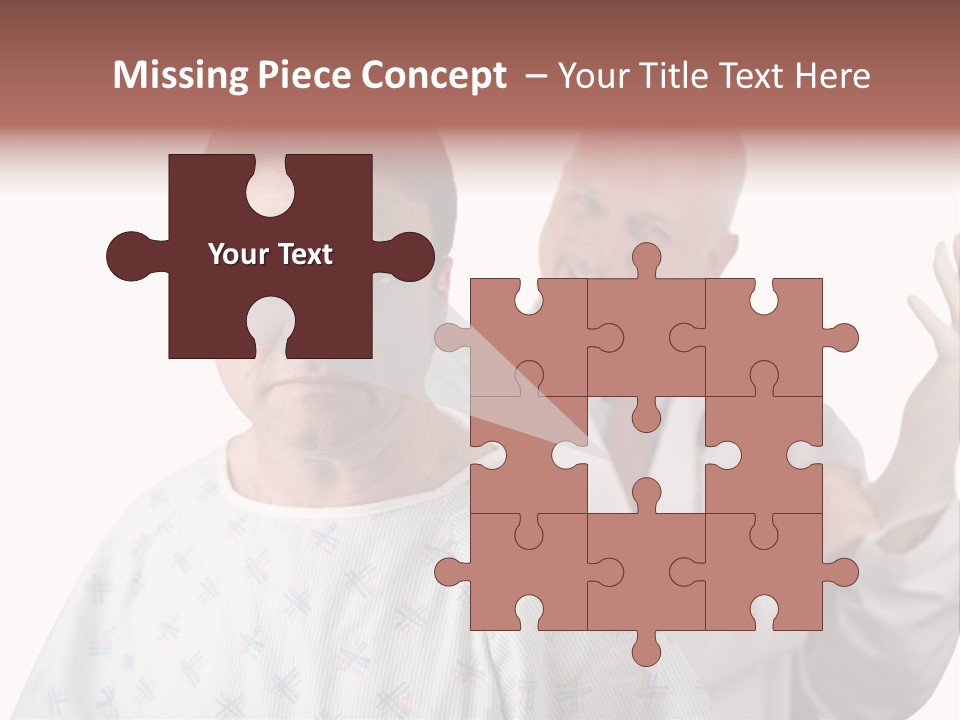 A Nervous Looking Patient About To Get His First Prostate Exam. The Doctor Is In The Background Putting On His Rubber Glove. Shallow Dof With Focus On The Patient's Face. PowerPoint Template