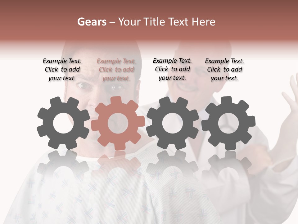 A Nervous Looking Patient About To Get His First Prostate Exam. The Doctor Is In The Background Putting On His Rubber Glove. Shallow Dof With Focus On The Patient's Face. PowerPoint Template