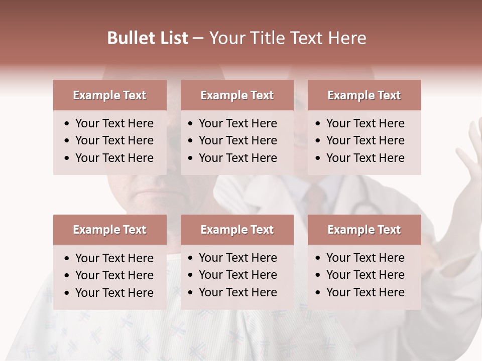 A Nervous Looking Patient About To Get His First Prostate Exam. The Doctor Is In The Background Putting On His Rubber Glove. Shallow Dof With Focus On The Patient's Face. PowerPoint Template