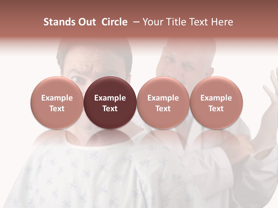 A Nervous Looking Patient About To Get His First Prostate Exam. The Doctor Is In The Background Putting On His Rubber Glove. Shallow Dof With Focus On The Patient's Face. PowerPoint Template