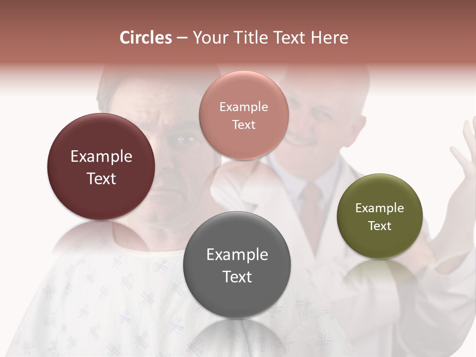 A Nervous Looking Patient About To Get His First Prostate Exam. The Doctor Is In The Background Putting On His Rubber Glove. Shallow Dof With Focus On The Patient's Face. PowerPoint Template