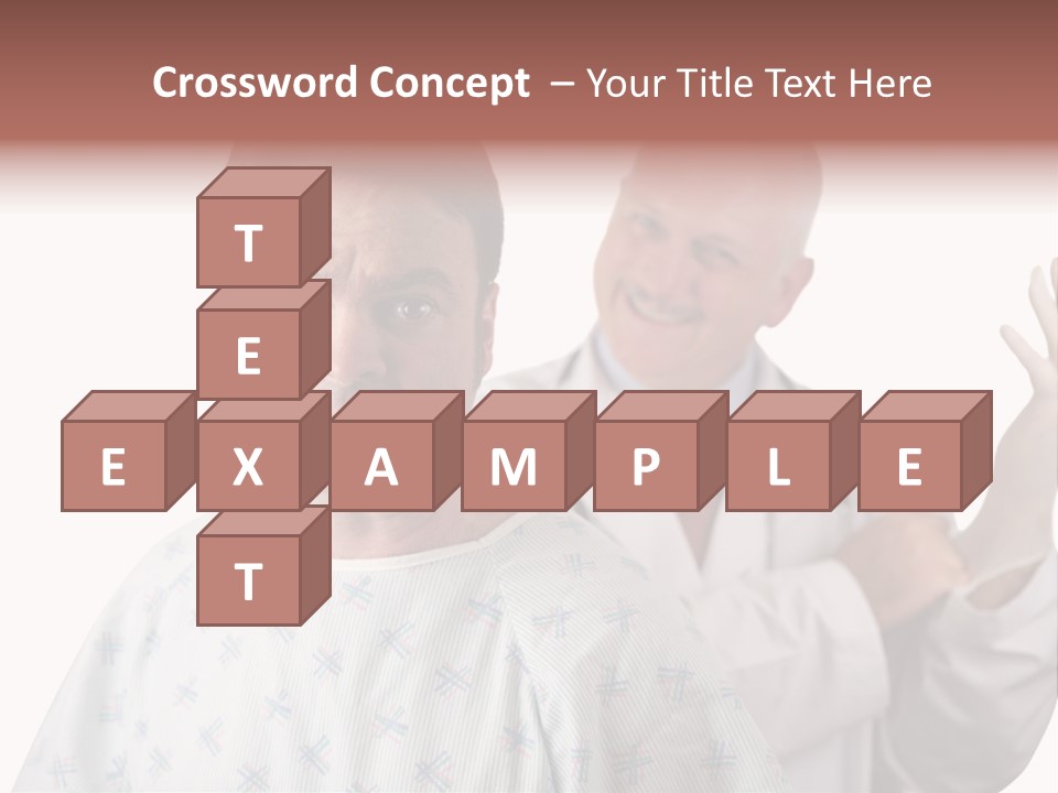 A Nervous Looking Patient About To Get His First Prostate Exam. The Doctor Is In The Background Putting On His Rubber Glove. Shallow Dof With Focus On The Patient's Face. PowerPoint Template