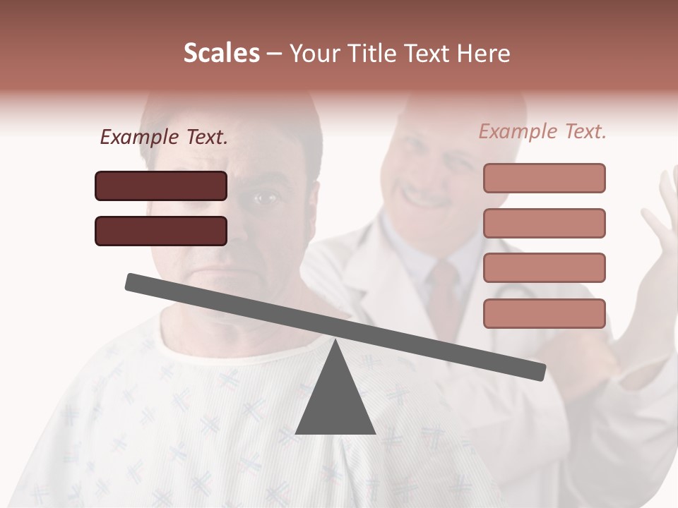A Nervous Looking Patient About To Get His First Prostate Exam. The Doctor Is In The Background Putting On His Rubber Glove. Shallow Dof With Focus On The Patient's Face. PowerPoint Template