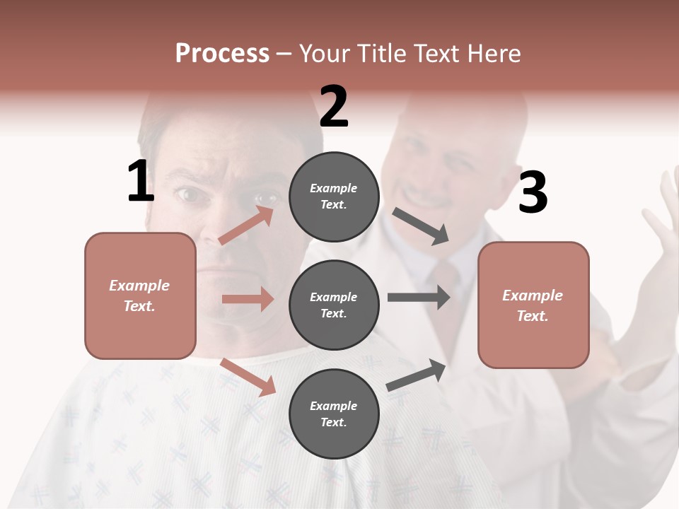 A Nervous Looking Patient About To Get His First Prostate Exam. The Doctor Is In The Background Putting On His Rubber Glove. Shallow Dof With Focus On The Patient's Face. PowerPoint Template