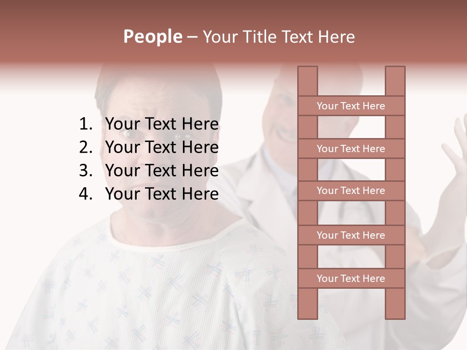 A Nervous Looking Patient About To Get His First Prostate Exam. The Doctor Is In The Background Putting On His Rubber Glove. Shallow Dof With Focus On The Patient's Face. PowerPoint Template
