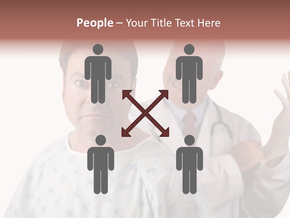 A Nervous Looking Patient About To Get His First Prostate Exam. The Doctor Is In The Background Putting On His Rubber Glove. Shallow Dof With Focus On The Patient's Face. PowerPoint Template