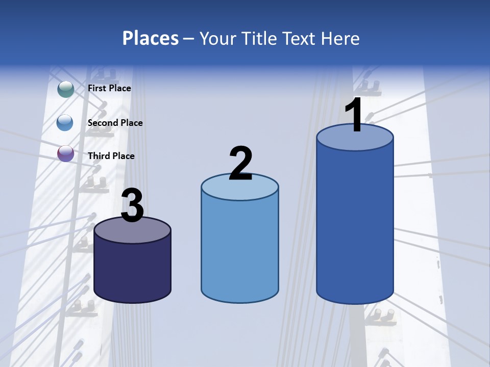 The Cable Stayed Bridge Supporting Columns And Suspension Cable Under The Blue Sky. PowerPoint Template
