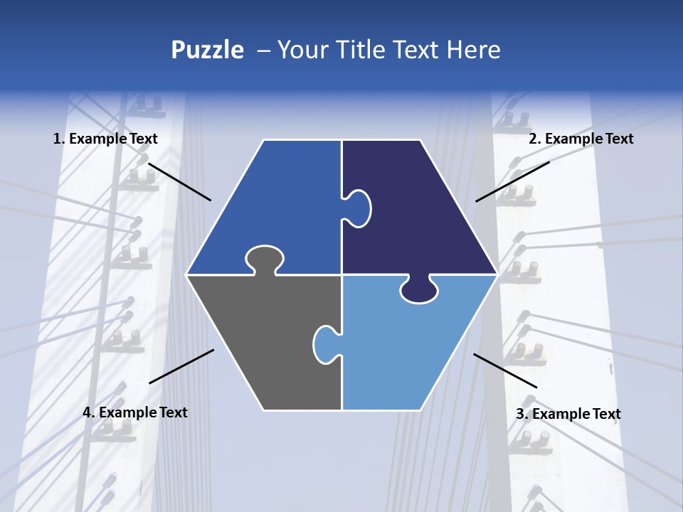 The Cable Stayed Bridge Supporting Columns And Suspension Cable Under The Blue Sky. PowerPoint Template