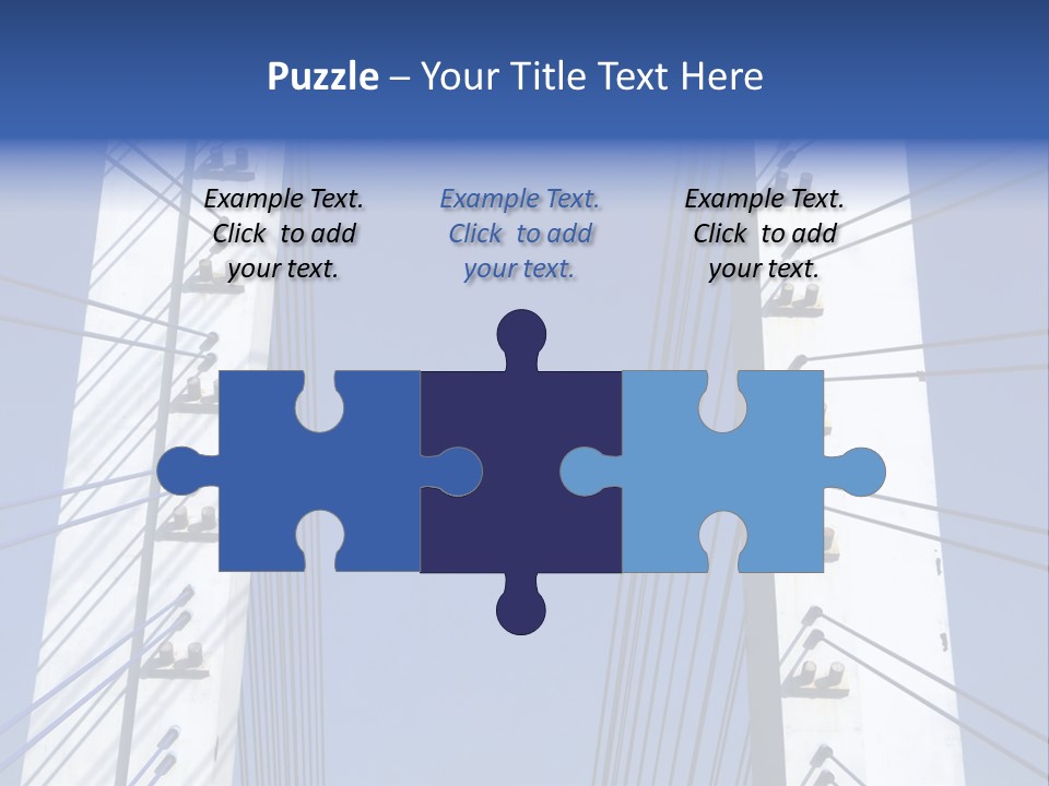 The Cable Stayed Bridge Supporting Columns And Suspension Cable Under The Blue Sky. PowerPoint Template