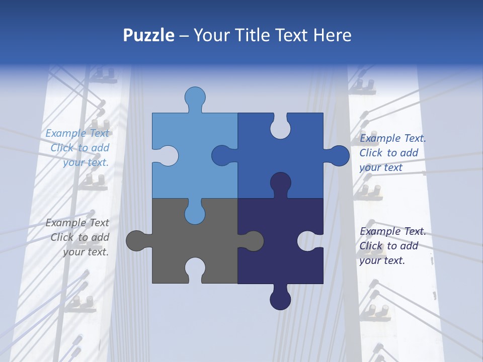 The Cable Stayed Bridge Supporting Columns And Suspension Cable Under The Blue Sky. PowerPoint Template