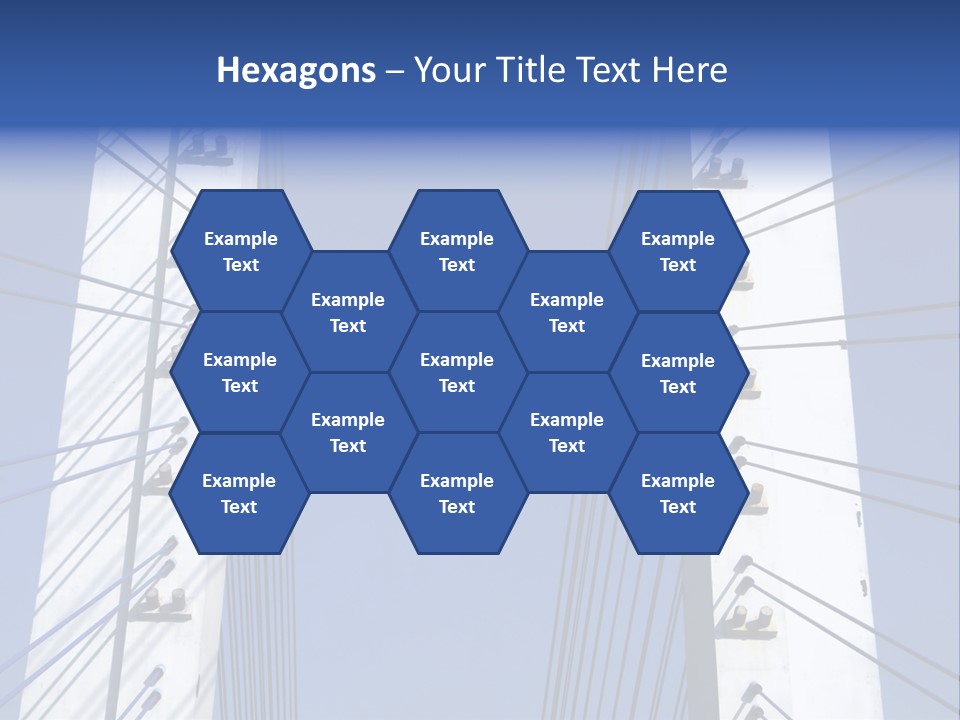 The Cable Stayed Bridge Supporting Columns And Suspension Cable Under The Blue Sky. PowerPoint Template