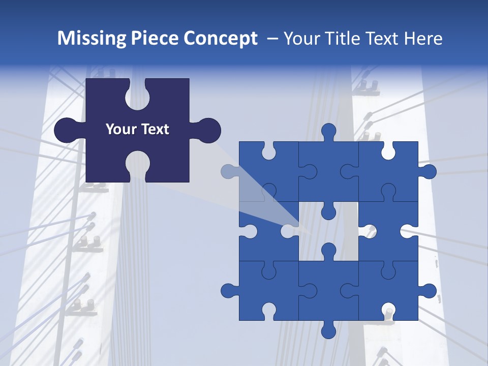 The Cable Stayed Bridge Supporting Columns And Suspension Cable Under The Blue Sky. PowerPoint Template
