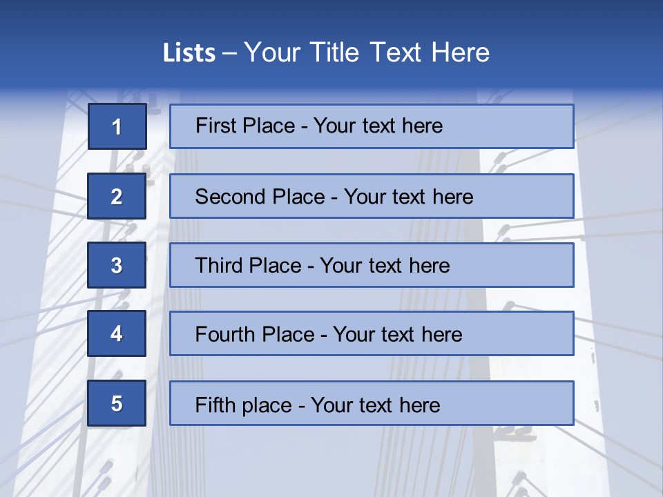 The Cable Stayed Bridge Supporting Columns And Suspension Cable Under The Blue Sky. PowerPoint Template