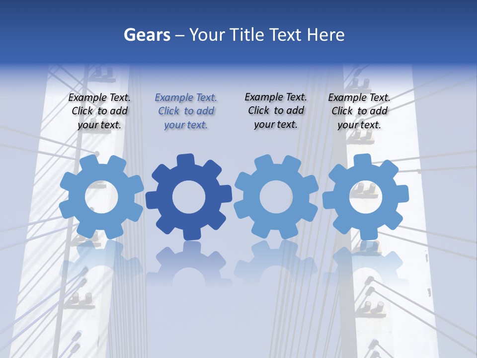 The Cable Stayed Bridge Supporting Columns And Suspension Cable Under The Blue Sky. PowerPoint Template