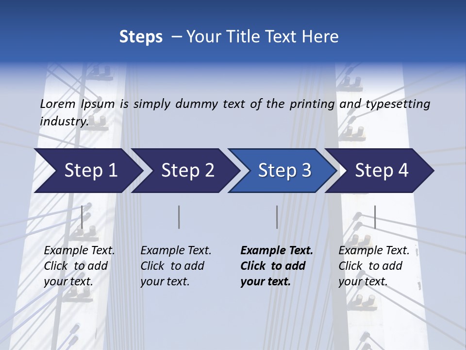 The Cable Stayed Bridge Supporting Columns And Suspension Cable Under The Blue Sky. PowerPoint Template