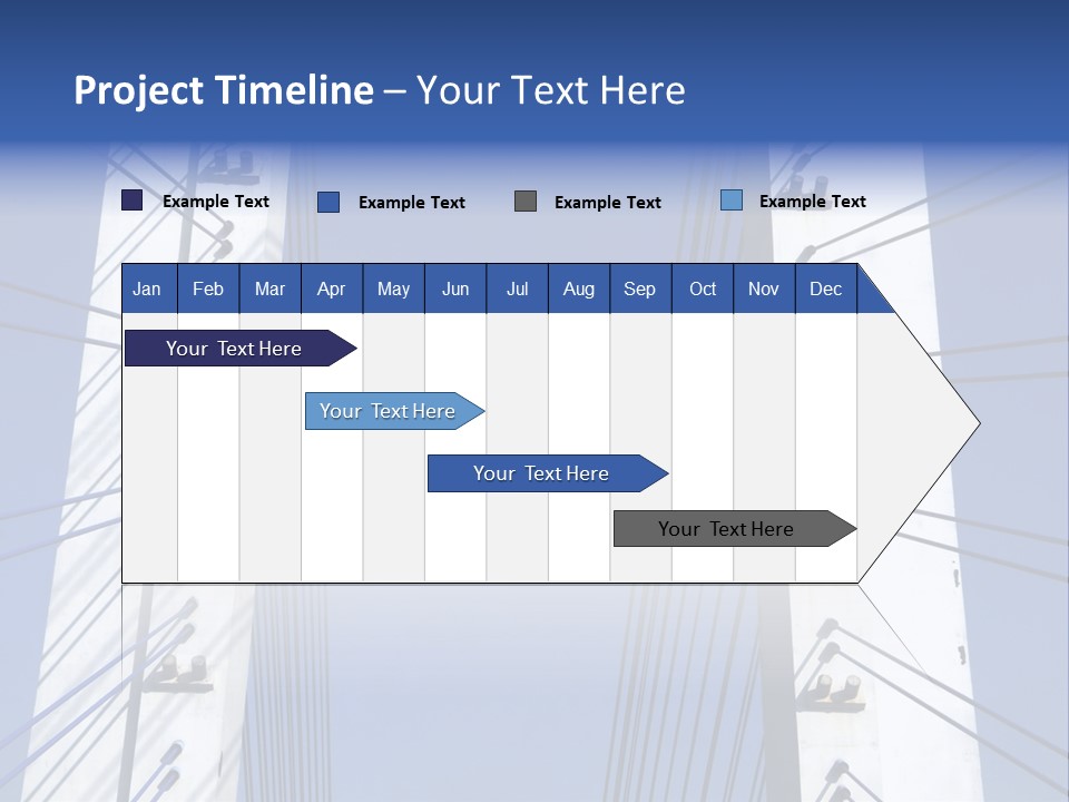 The Cable Stayed Bridge Supporting Columns And Suspension Cable Under The Blue Sky. PowerPoint Template