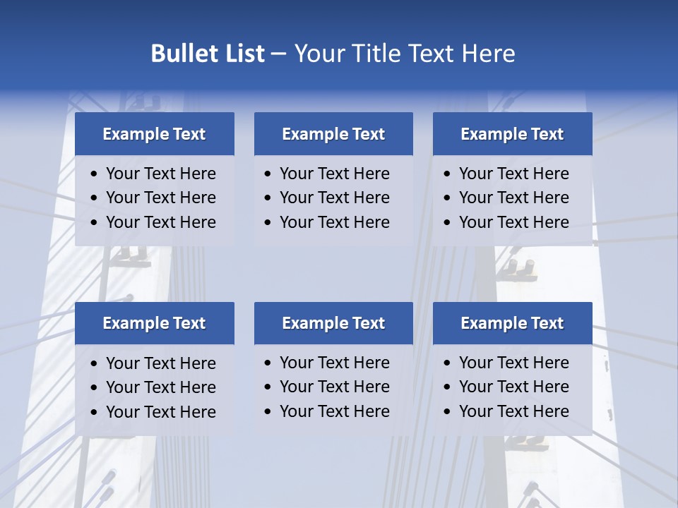 The Cable Stayed Bridge Supporting Columns And Suspension Cable Under The Blue Sky. PowerPoint Template