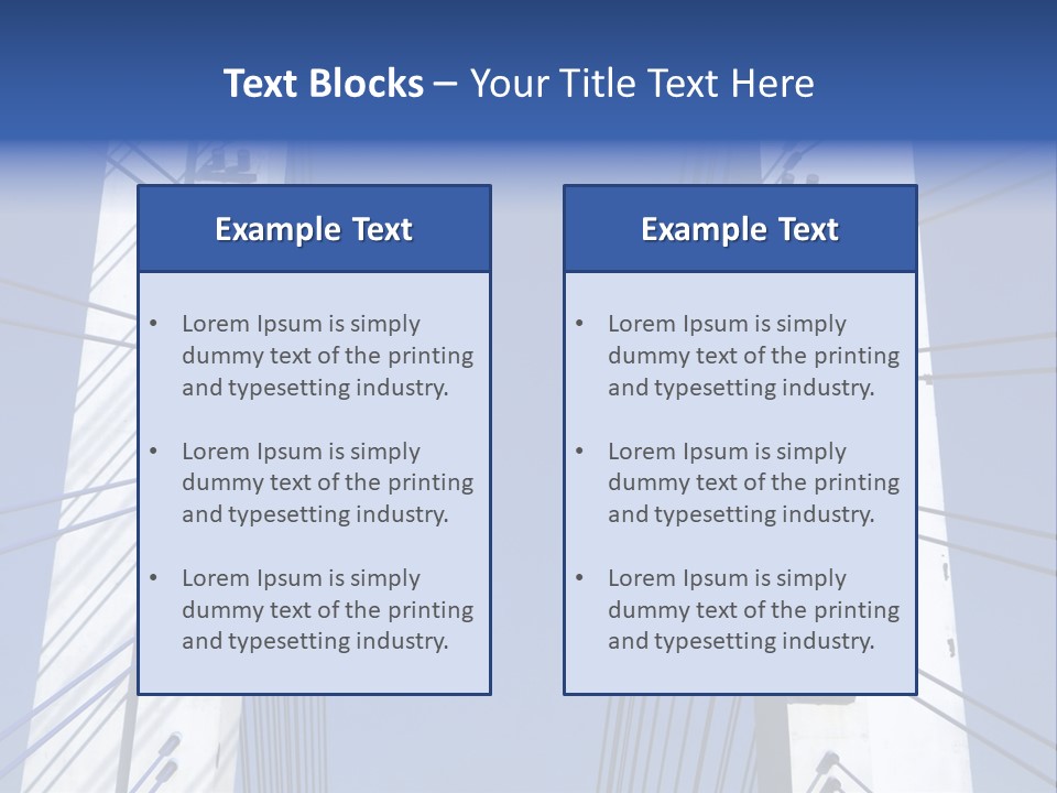 The Cable Stayed Bridge Supporting Columns And Suspension Cable Under The Blue Sky. PowerPoint Template