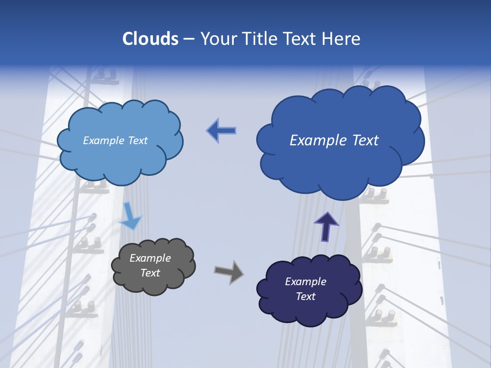 The Cable Stayed Bridge Supporting Columns And Suspension Cable Under The Blue Sky. PowerPoint Template