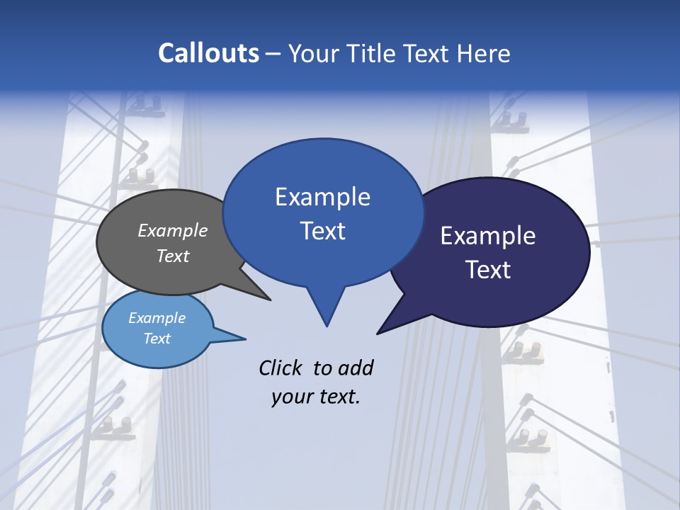 The Cable Stayed Bridge Supporting Columns And Suspension Cable Under The Blue Sky. PowerPoint Template