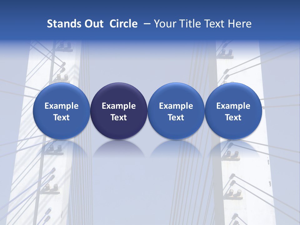 The Cable Stayed Bridge Supporting Columns And Suspension Cable Under The Blue Sky. PowerPoint Template