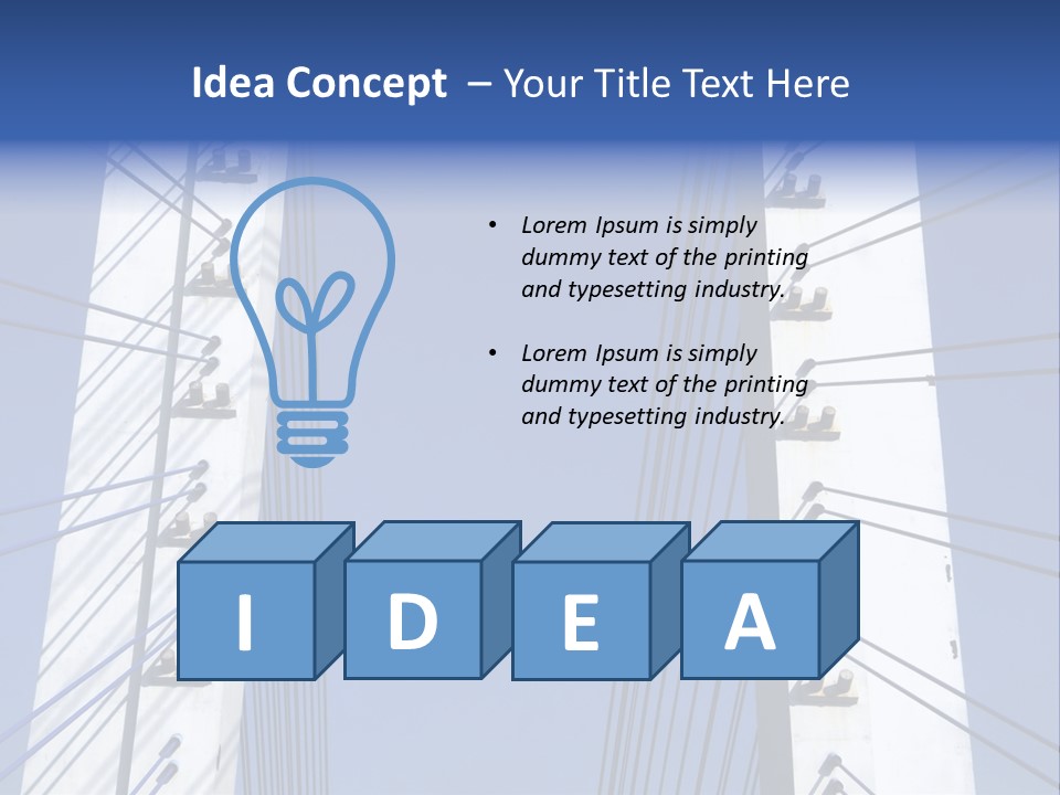 The Cable Stayed Bridge Supporting Columns And Suspension Cable Under The Blue Sky. PowerPoint Template