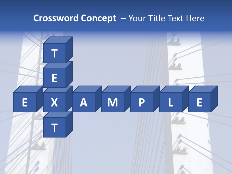 The Cable Stayed Bridge Supporting Columns And Suspension Cable Under The Blue Sky. PowerPoint Template