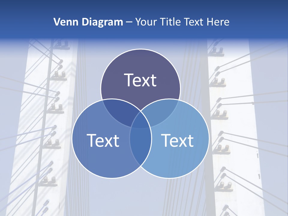The Cable Stayed Bridge Supporting Columns And Suspension Cable Under The Blue Sky. PowerPoint Template
