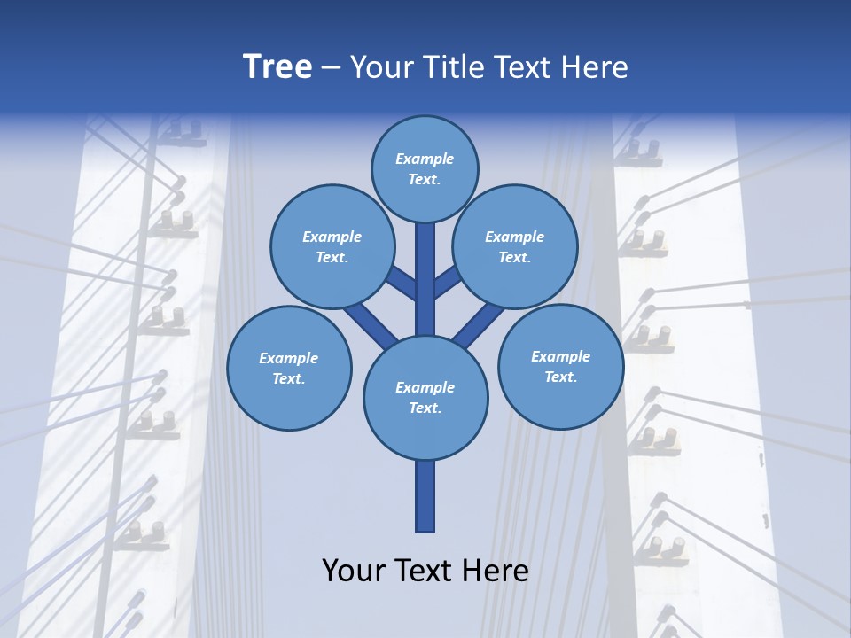 The Cable Stayed Bridge Supporting Columns And Suspension Cable Under The Blue Sky. PowerPoint Template