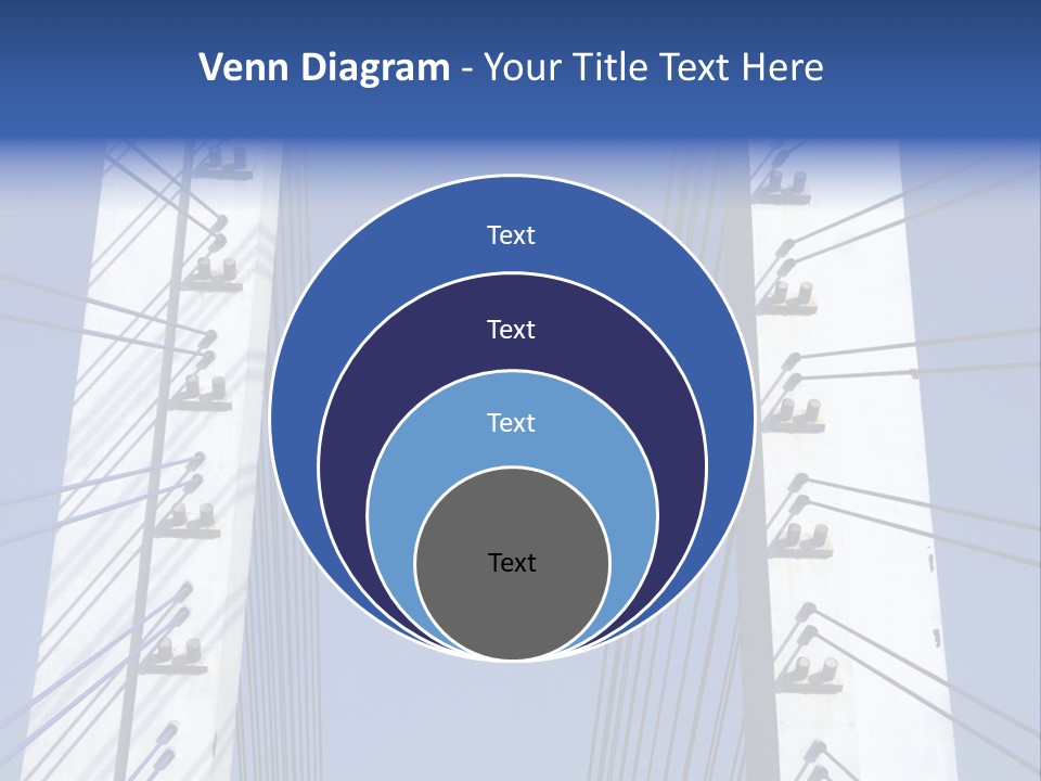 The Cable Stayed Bridge Supporting Columns And Suspension Cable Under The Blue Sky. PowerPoint Template