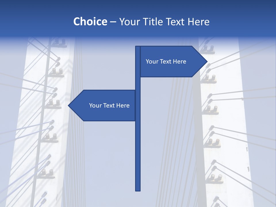 The Cable Stayed Bridge Supporting Columns And Suspension Cable Under The Blue Sky. PowerPoint Template