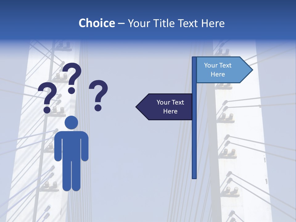 The Cable Stayed Bridge Supporting Columns And Suspension Cable Under The Blue Sky. PowerPoint Template