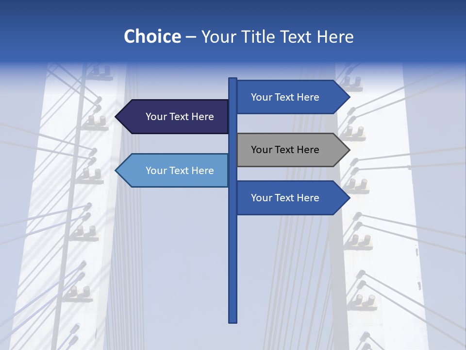 The Cable Stayed Bridge Supporting Columns And Suspension Cable Under The Blue Sky. PowerPoint Template