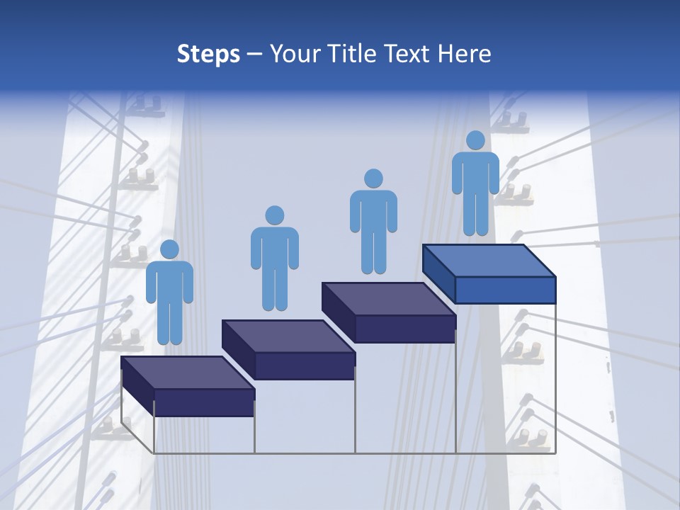 The Cable Stayed Bridge Supporting Columns And Suspension Cable Under The Blue Sky. PowerPoint Template