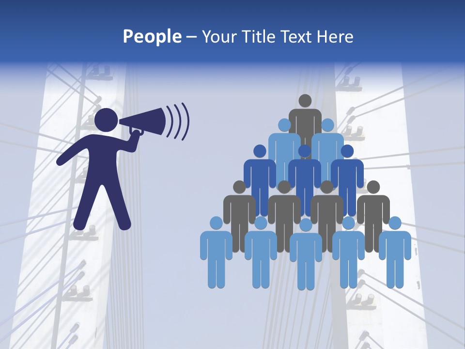 The Cable Stayed Bridge Supporting Columns And Suspension Cable Under The Blue Sky. PowerPoint Template