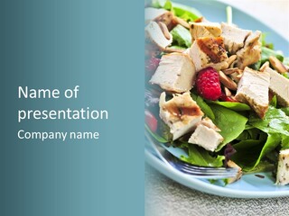 Healthy Green Salad With Grilled Chicken Breast PowerPoint Template