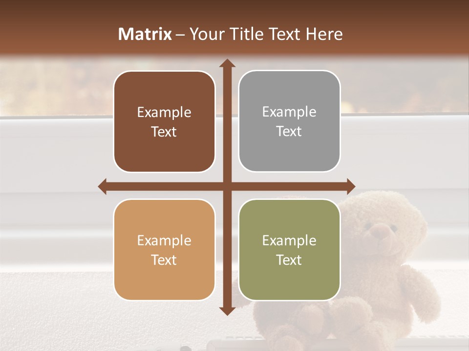Two Teddy Bears On Top Of A Radiator In Front Of A Window. PowerPoint Template