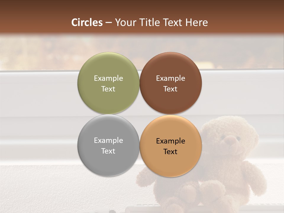 Two Teddy Bears On Top Of A Radiator In Front Of A Window. PowerPoint Template