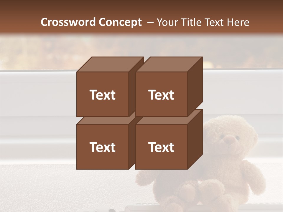 Two Teddy Bears On Top Of A Radiator In Front Of A Window. PowerPoint Template
