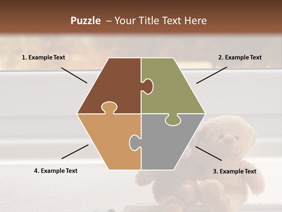 Two Teddy Bears On Top Of A Radiator In Front Of A Window. PowerPoint Template