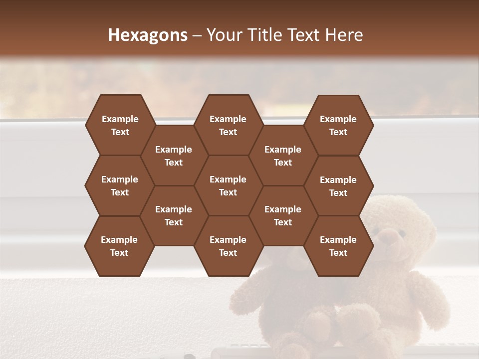 Two Teddy Bears On Top Of A Radiator In Front Of A Window. PowerPoint Template