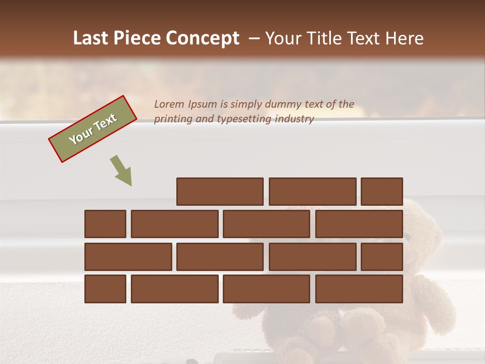 Two Teddy Bears On Top Of A Radiator In Front Of A Window. PowerPoint Template