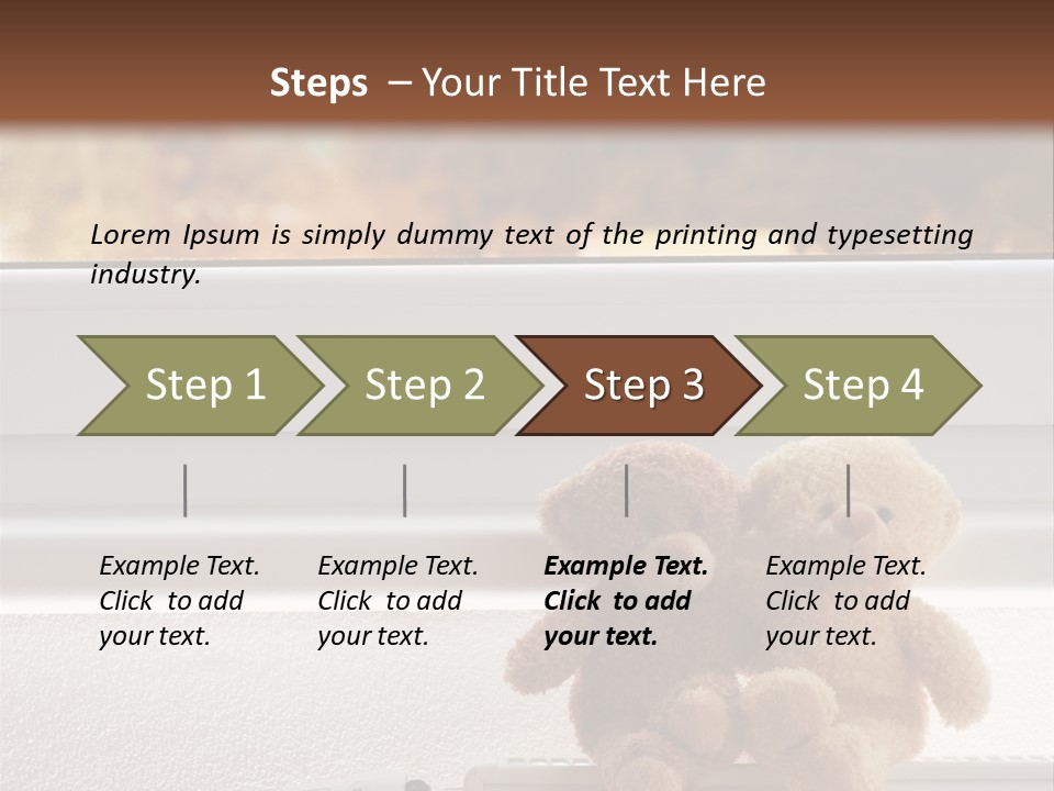 Two Teddy Bears On Top Of A Radiator In Front Of A Window. PowerPoint Template