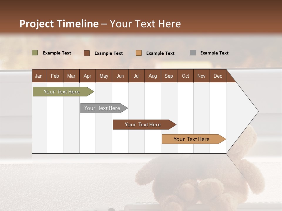 Two Teddy Bears On Top Of A Radiator In Front Of A Window. PowerPoint Template