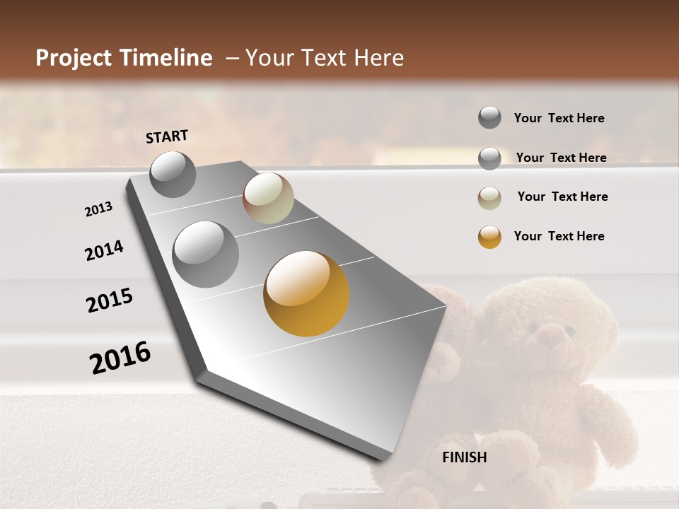 Two Teddy Bears On Top Of A Radiator In Front Of A Window. PowerPoint Template