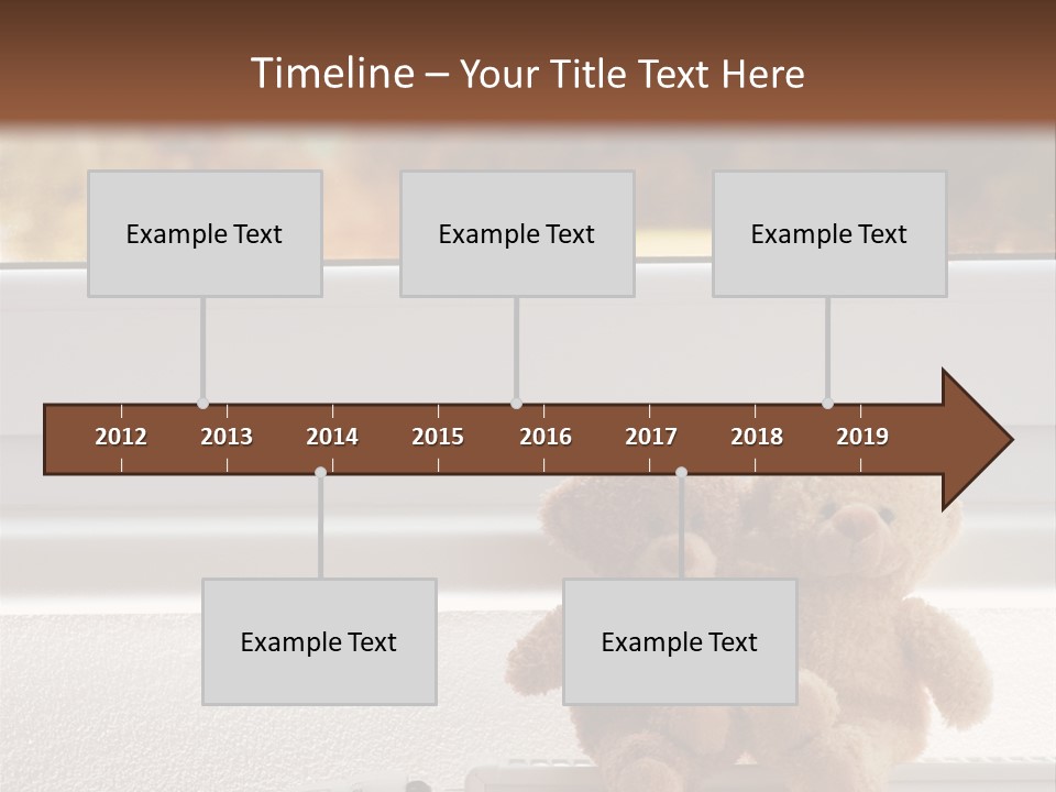 Two Teddy Bears On Top Of A Radiator In Front Of A Window. PowerPoint Template