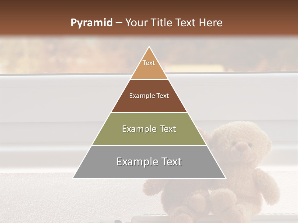 Two Teddy Bears On Top Of A Radiator In Front Of A Window. PowerPoint Template