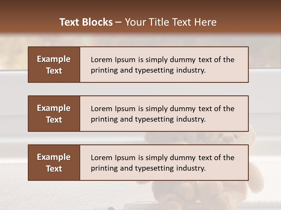 Two Teddy Bears On Top Of A Radiator In Front Of A Window. PowerPoint Template