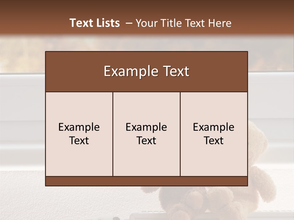 Two Teddy Bears On Top Of A Radiator In Front Of A Window. PowerPoint Template