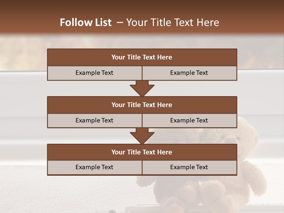 Two Teddy Bears On Top Of A Radiator In Front Of A Window. PowerPoint Template